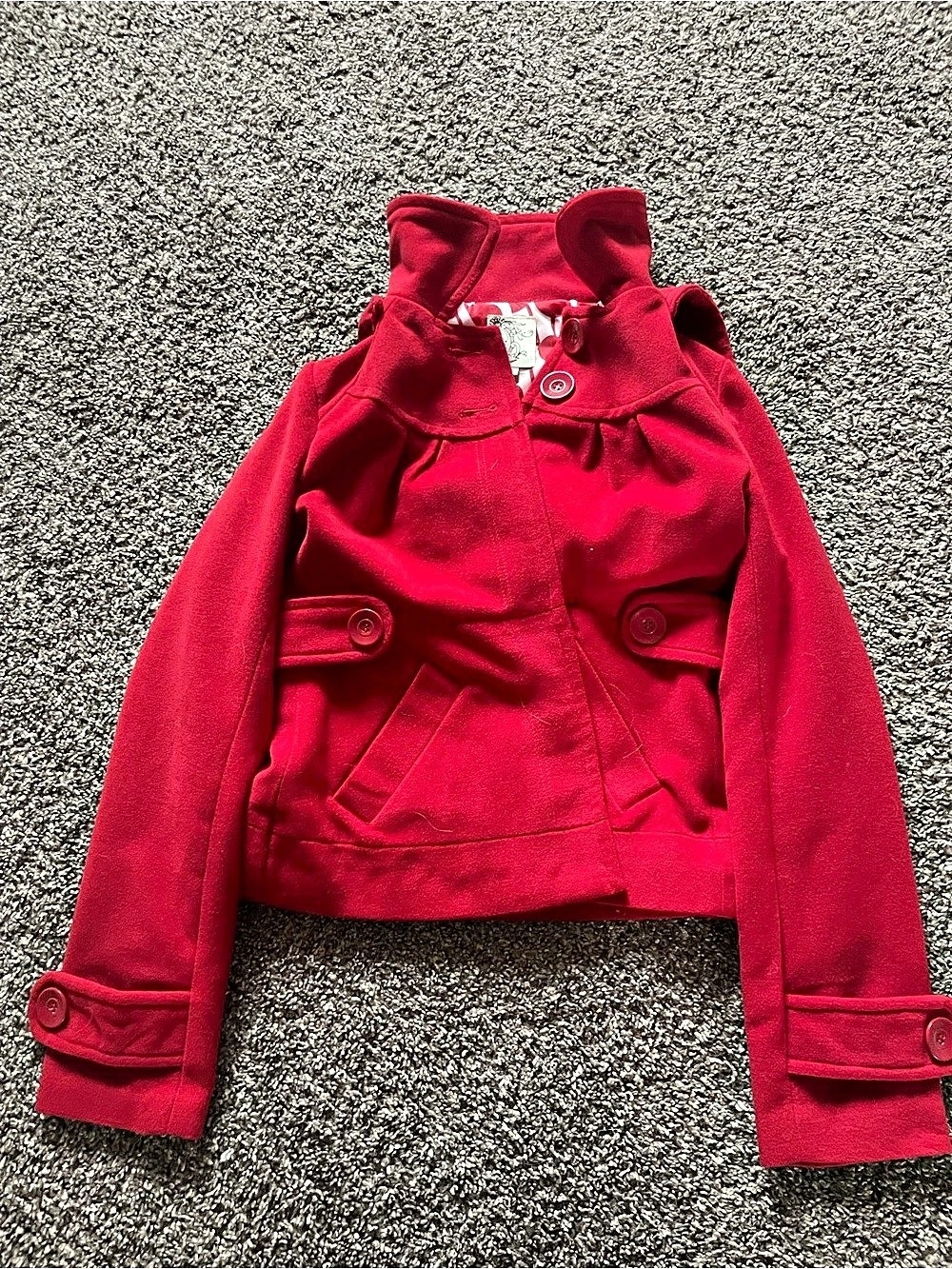 Tulle Red Pea Coat Size Small Like New